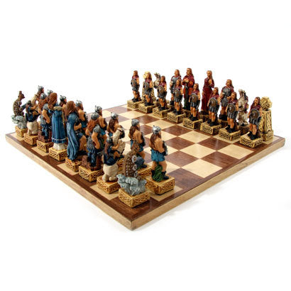 Viking v Celts Chess Set, with Wooden Board